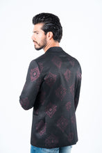 Load image into Gallery viewer, Men's Double Button Black Woven Printed Blazer
