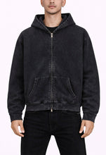 Load image into Gallery viewer, NOIR VINTAGE WASH ZIP HOODIE
