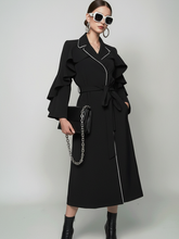 Load image into Gallery viewer, TRIBECA Ruffle Long Coat BYMANYC ® New York
