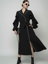 Load image into Gallery viewer, TRIBECA Ruffle Long Coat BYMANYC ® New York
