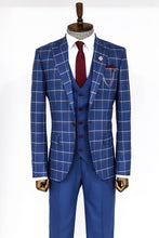 Load image into Gallery viewer, Checked Blue Men Suit - Wessi
