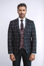 Load image into Gallery viewer, Checked Patterned Slim Fit Black Men Suit - Wessi
