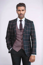 Load image into Gallery viewer, Checked Patterned Slim Fit Black Men Suit - Wessi
