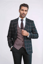 Load image into Gallery viewer, Checked Patterned Slim Fit Black Men Suit - Wessi
