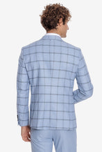 Load image into Gallery viewer, Checked Patterned Slim Fit Light Blue Men Suit - Wessi
