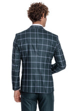 Load image into Gallery viewer, Checked Patterned Slim Fit Green Men Suit - Wessi
