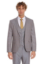 Load image into Gallery viewer, Checked Slim Fit Light Blue Men Suit - Wessi
