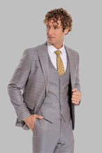 Load image into Gallery viewer, Checked Slim Fit Light Blue Men Suit - Wessi
