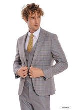 Load image into Gallery viewer, Checked Slim Fit Light Blue Men Suit - Wessi
