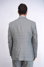 Load image into Gallery viewer, Checked Slim Fit Light Grey Men Suit - Wessi
