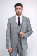 Load image into Gallery viewer, Checked Slim Fit Light Grey Men Suit - Wessi
