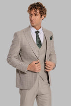 Load image into Gallery viewer, Checked Slim Fit Cream Men Suit - Wessi
