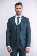 Load image into Gallery viewer, Checked Slim Fit Green Men Suit - Wessi
