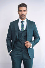 Load image into Gallery viewer, Checked Slim Fit Green Men Suit - Wessi
