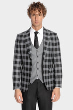 Load image into Gallery viewer, Slim Fit Patterned Checked Black Men Suit - Wessi

