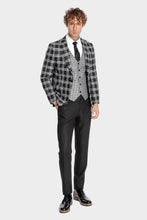 Load image into Gallery viewer, Slim Fit Patterned Checked Black Men Suit - Wessi
