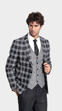 Load image into Gallery viewer, Slim Fit Patterned Checked Black Men Suit - Wessi
