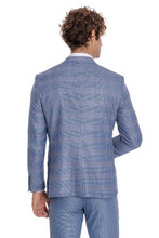 Load image into Gallery viewer, Patterned Checked Slim Fit Blue Men Suit - Wessi
