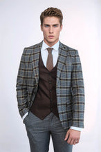 Load image into Gallery viewer, Patterned Checked Slim Fit Anthracite Men Suit - Wessi
