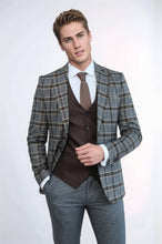 Load image into Gallery viewer, Patterned Checked Slim Fit Anthracite Men Suit - Wessi
