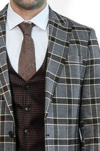 Load image into Gallery viewer, Patterned Checked Slim Fit Anthracite Men Suit - Wessi
