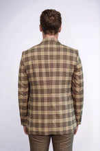 Load image into Gallery viewer, Slim Fit Patterned Checked Light Brown Men Suit - Wessi
