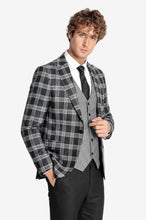 Load image into Gallery viewer, Slim Fit Patterned Checked Black Men Suit - Wessi
