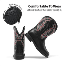 Load image into Gallery viewer, DREAM PAIRS Toddler Little Boys Girls Cowboy Boots Kids Western Square Toe Riding Mid Calf Boots 5 Toddler Black - # BOAA71210007
