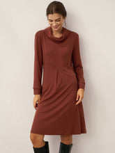 Load image into Gallery viewer, Lyocell Wool Draped Neck Stretch Midi Dress KIRA
