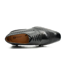Load image into Gallery viewer, Thick-soled calfskin formal brogue derby shoes Black
