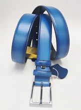 Load image into Gallery viewer, Burnished Calfskin Belt Blue
