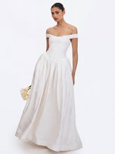 Load image into Gallery viewer, Tinsley White Jacquard Bardot Wedding Gown
