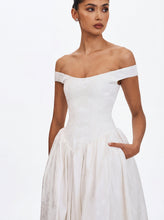 Load image into Gallery viewer, Tinsley White Jacquard Bardot Wedding Gown

