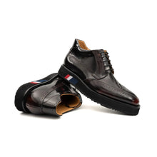 Load image into Gallery viewer, Tri-Stripe Patent Brogue Bootie
