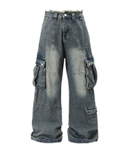 Load image into Gallery viewer, AZUL DISTRESSED CARGO DENIM
