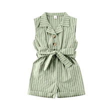 Load image into Gallery viewer, Baby Girls Clothes Sleeveless Turn-down Collar One-Pieces Romper Solid Color Girls Jumpsuit Dress for Girls
