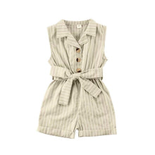 Load image into Gallery viewer, Baby Girls Clothes Sleeveless Turn-down Collar One-Pieces Romper Solid Color Girls Jumpsuit Dress for Girls
