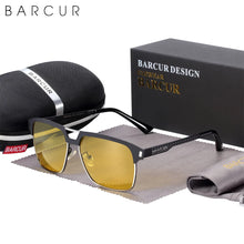 Load image into Gallery viewer, BARCUR Polarized Men’s Sunglasses – Fashionable Square Stainless Steel Frame UV400 Protection Anti-Reflective Outdoor Sports &amp; Driving Eyewear – Original Design Casual Style with Premium Polycarbonate Lenses
