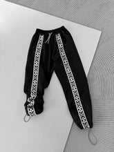 Load image into Gallery viewer, Unisex Cotton Joggers with Side Pattern / Black Streetwear Pants
