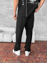Load image into Gallery viewer, Unisex Cotton Joggers with Side Pattern / Black Streetwear Pants
