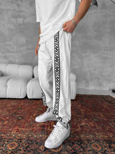 Load image into Gallery viewer, Unisex Cotton Joggers with Side Pattern / Black Streetwear Pants
