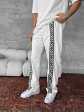 Load image into Gallery viewer, Unisex Cotton Joggers with Side Pattern / Black Streetwear Pants
