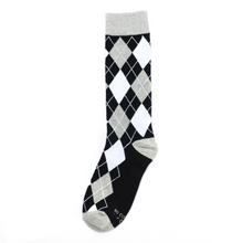 Load image into Gallery viewer, Black and White Argyle Socks
