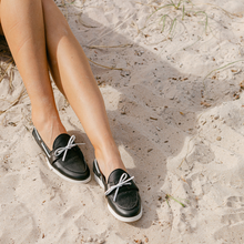 Load image into Gallery viewer, Women's Black Pebbled Leather Barca Yacht Loafer
