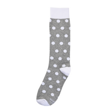 Load image into Gallery viewer, Grey Socks with White Polka Dot Socks
