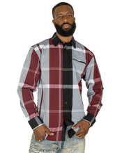 Load image into Gallery viewer, V1829 Colton Long Sleeves Plaid Shirt - Burgundy
