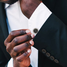 Load image into Gallery viewer, VDP White &amp; Black Pave Crystals Cufflinks
