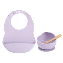 Load image into Gallery viewer, Colorful Silicone Feeding Set for Babies: Bib, Bowl, and Spoon
