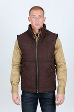 Load image into Gallery viewer, Men's Fur Lined Quilted Faux Suede Vest - Dark Brown
