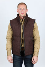 Load image into Gallery viewer, Men's Fur Lined Quilted Faux Suede Vest - Dark Brown
